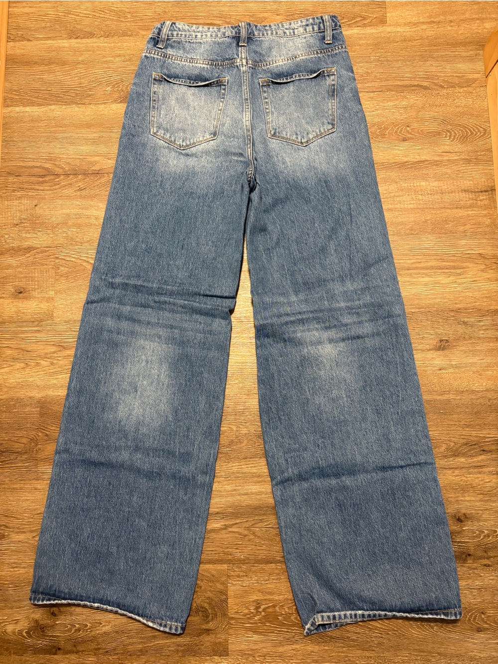 Distressed High-Rise Wide Leg Jeans - Blue - Picture 2 of 5